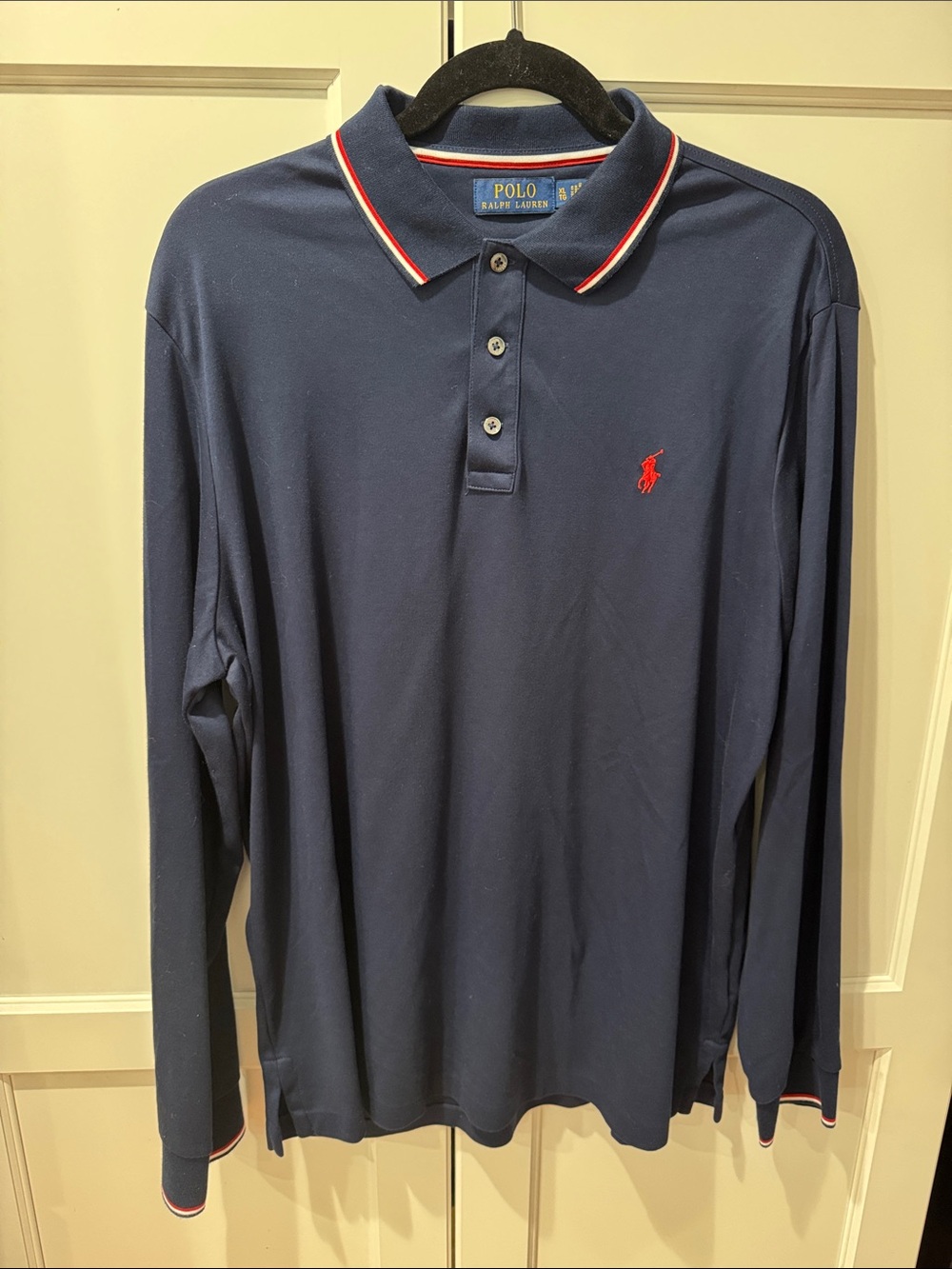 Polo by Ralph Lauren Navy Long Sleeve Polo with Red Pony